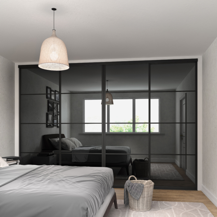 Black frame sliding wardrobe doors